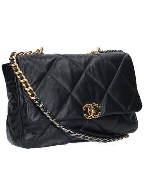 Chanel 19 Maxi Flap Shiny Lambskin 2-Way Shoulder Bag